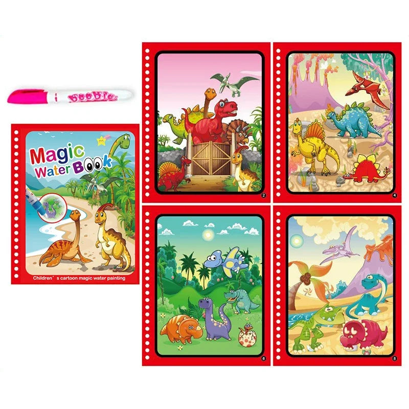 Magic Water Drawing Book with Reusable Coloring Pen for Kids Fun