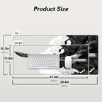 Extended gaming mouse pad with Japanese samurai design, oversized, seam edge, washable, non-slip rubber sole, 31.5x11.8 inches