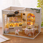 Kitten Mini Doll House 3D Wooden Puzzle DIY Miniature Building Kit