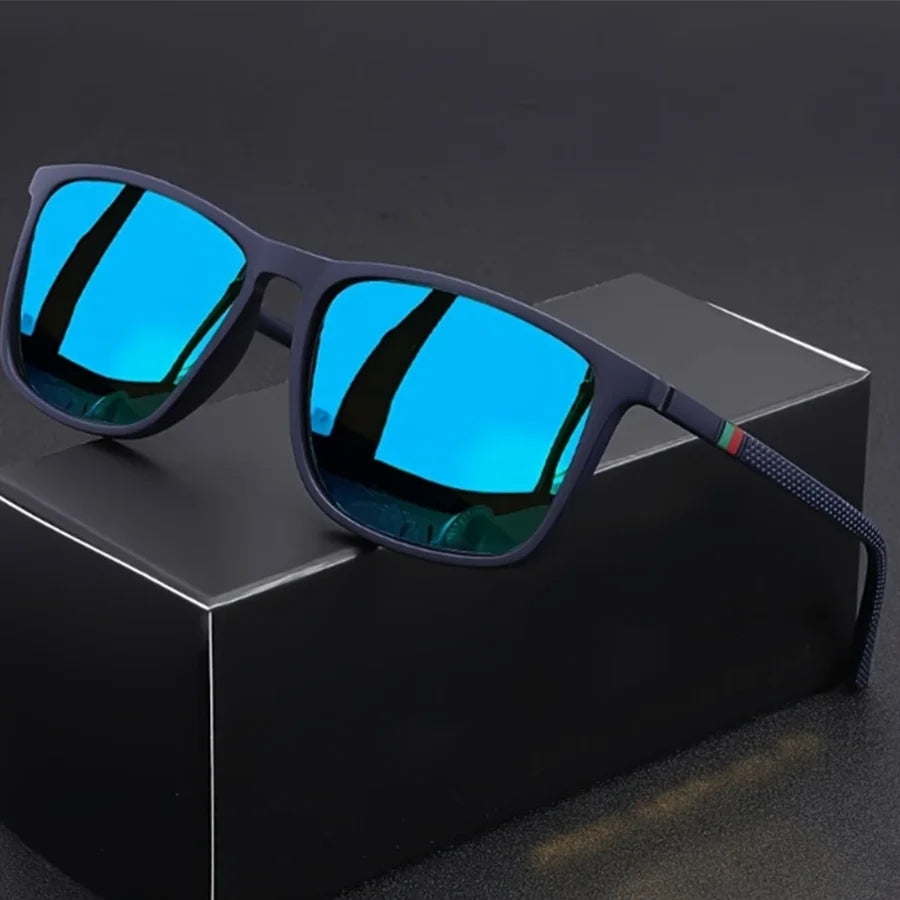 Classic Square Men’s Sunglasses Lightweight Black Frame for Travel & Daily Wear