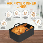 2Pcs Air Fryer Silicone Pot Air Fryer Liner Heat Resistant Air Fryer Silicone Basket Rectangle Baking Pan for Oven Microwave