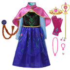 Summer Fancy Queen Elsa Anna Costume Girls Princess Dress Toddler Halloween Cosplay Party Vesidos For 2-10 Years