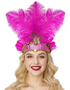 1920s Crystal Feather Flapper Headband for Women