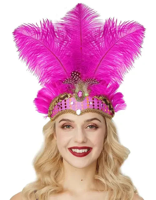 1920s Crystal Feather Flapper Headband for Women