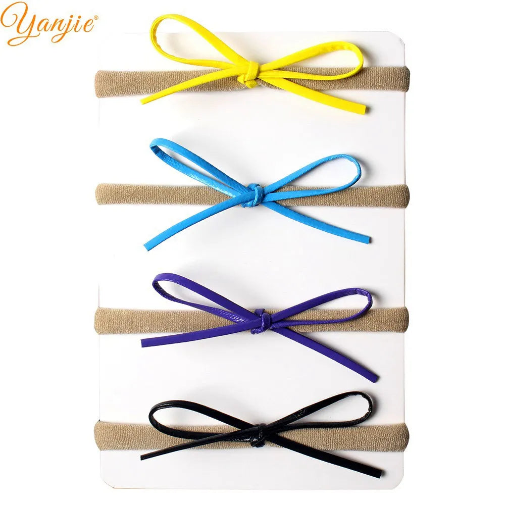 Classical Suede Bow Baby Nylon Headband for Girls
