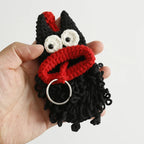 Funny Fruit Sausage Mouth Crochet Keychain Key Holder
