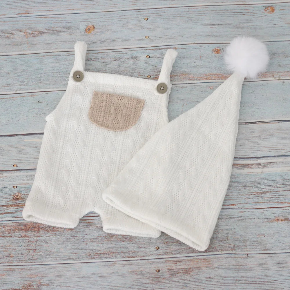 Newborn Photography Props Outfit Hat Baby Romper Bodysuits Outfit Shooting Baby Photo Props Clothing Accessories