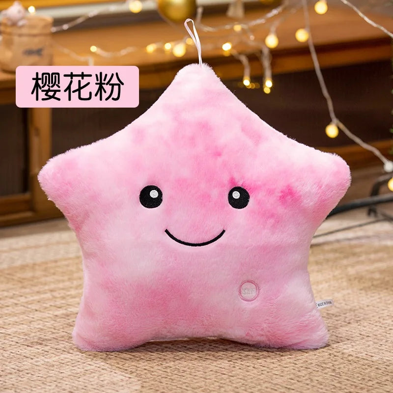 LED Light Star Plush Toy Soft Stuffed Star Pillow Doll Glowing Plush Baby Kid Toys Birthday Gift Home Deco