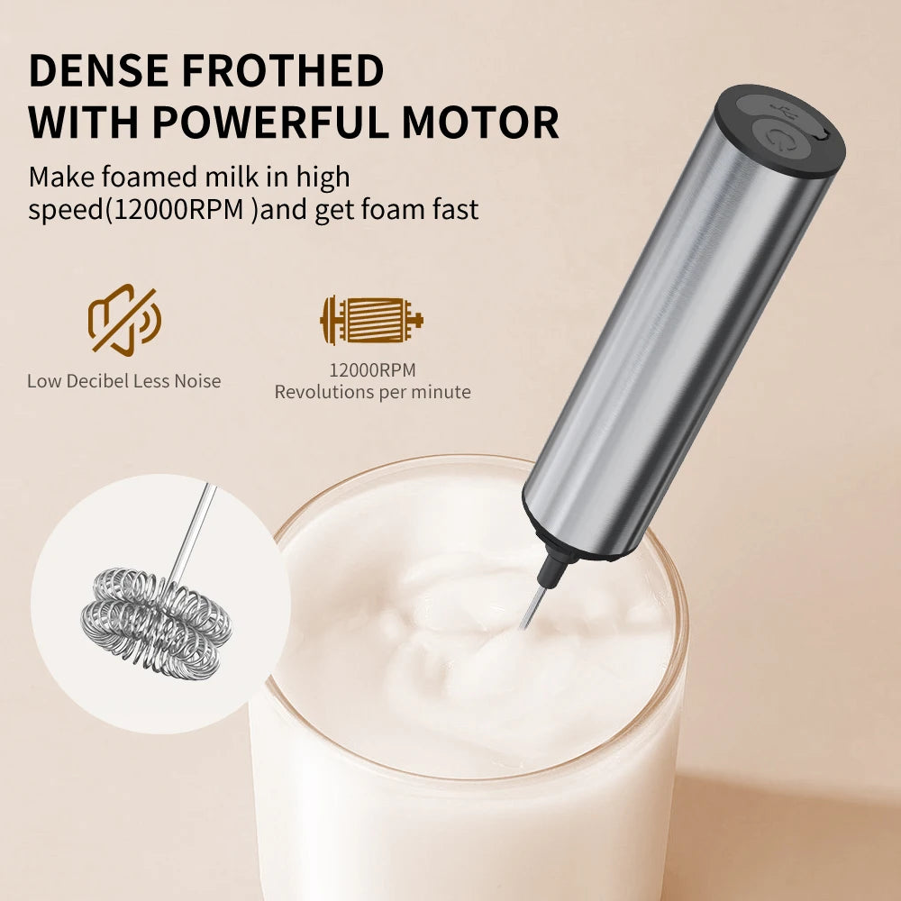 Rechargeable Milk Frother – Handheld Foam Maker & Drink Mixer