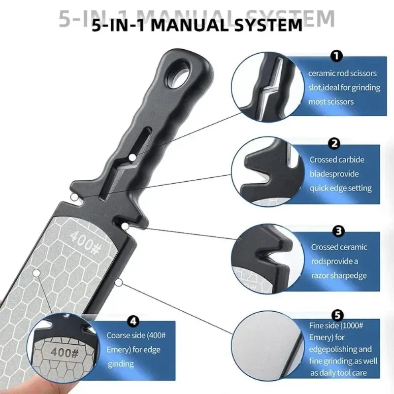 5-in-1 Professional Knife Sharpener – Diamond, Tungsten Steel & Ceramic Multi-Stage Sharpener