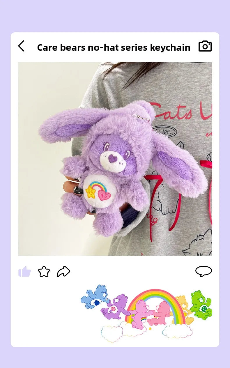 Care Bears Rabbit Hat Plush Keychain Rainbow Bear Bag Charm Gift