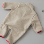 MILANCEL Spring Autumn Newborn Baby Romper Infant Warm Lamb Fleece Patchwork Jumpsuit Toddler Outwear