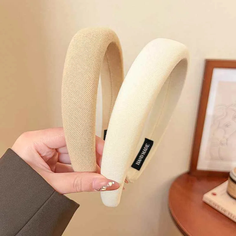 Solid Color Sponge Wide Headband for Women