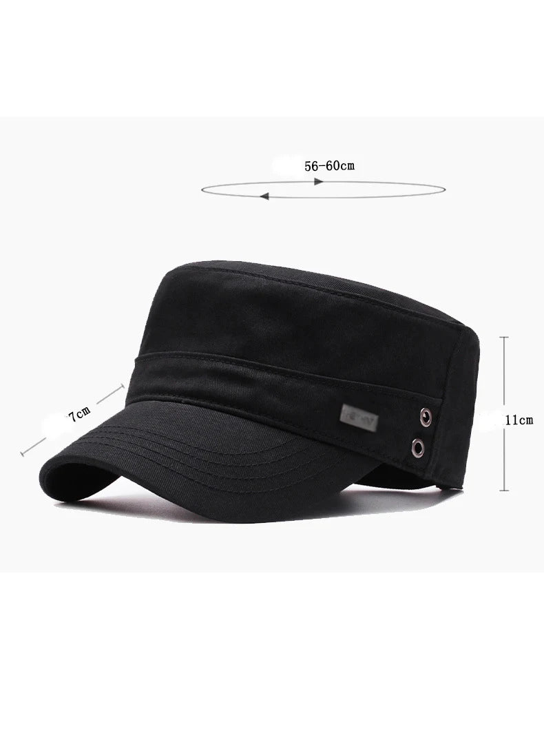 Four Seasons Flat Top Hat Men'S Simple Cotton Peaked Hat Fashion Baseball Cap Casual Cap, Commuter Sunshade Hat