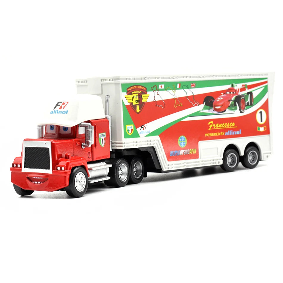 Disney Pixar Cars Toys Lightning McQueen Jackson Diecast Vehicle King Mike Uncle 1:43 Truck Trailer Model Toy Gifts