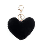 Heart Plush Pompom Keychain Leopard Print Bag Charm
