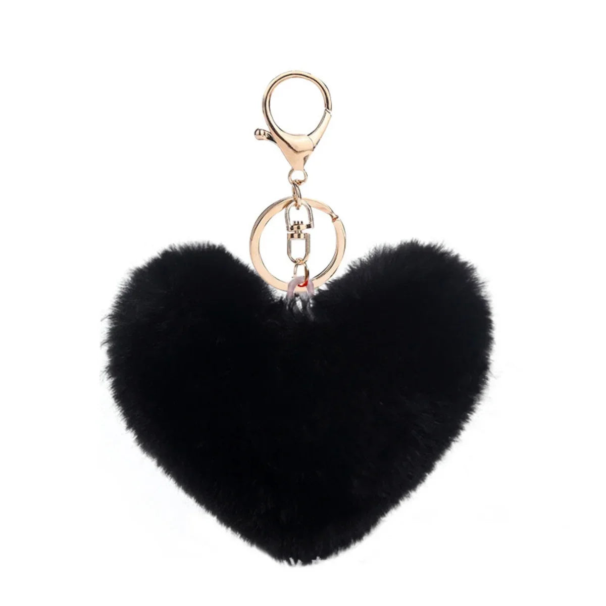 Heart Plush Pompom Keychain Leopard Print Bag Charm
