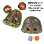 Cat Mice Game Intelligence Toy Bell Tent With 9 Hole Cats Playing Tunnel Foldable Mouse Hunt Toys Keeps Kitten Random style