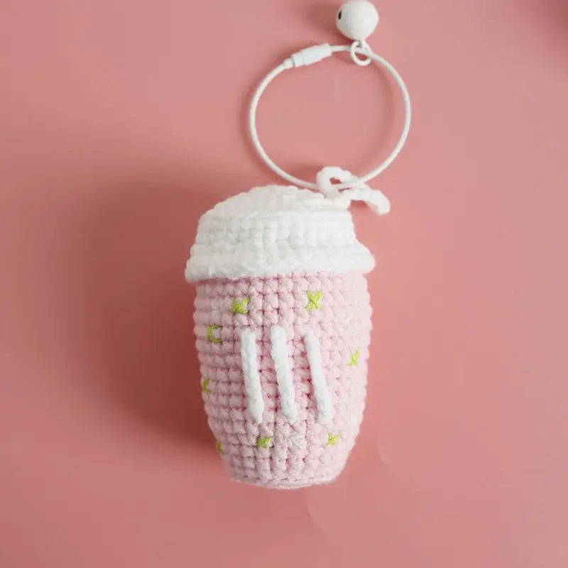 Cute Coffee Cup Crochet Keychain Bag Charm