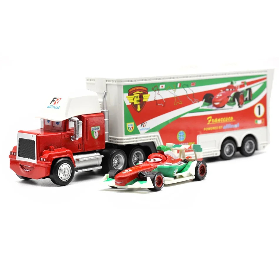 Disney Pixar Cars Toys Lightning McQueen Jackson Diecast Vehicle King Mike Uncle 1:43 Truck Trailer Model Toy Gifts