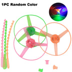 1-5pcs LED Luminous Bamboo Dragonfly Hand Pushing Saucer Toys Kids Outdoor Hand Pushing Saucer Spinning Top Toy Transmit Gifts