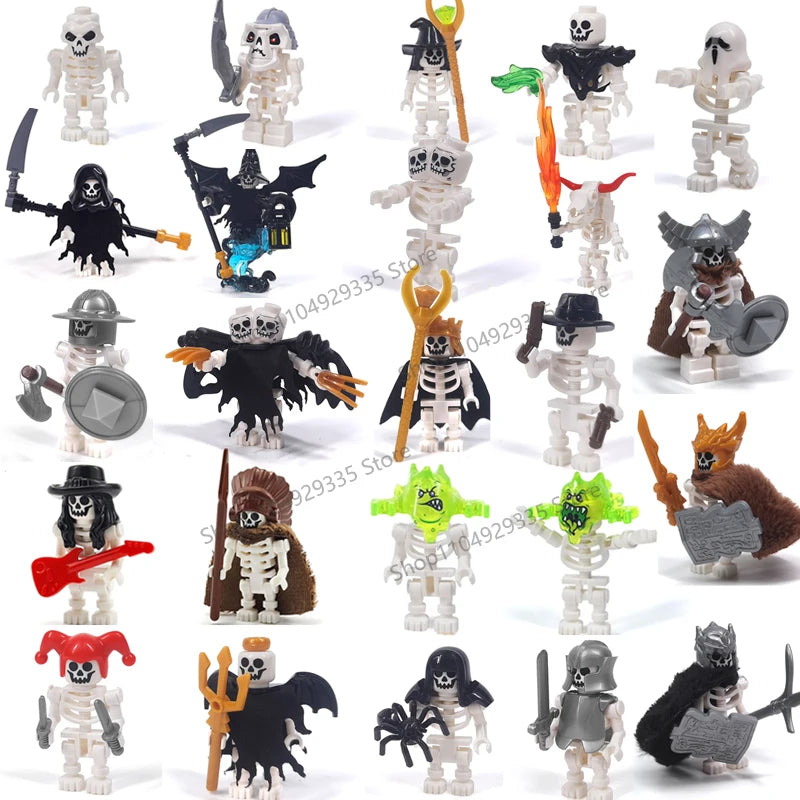 Halloween Scene Building Blocks Skeletons Ghosts Army King Assembled Charactesrs Figures DIY Accessories Bricks Toys Kids Gifts