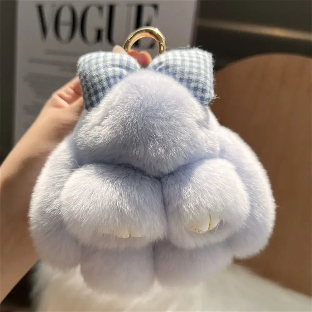 Cute Rabbit Bow Plush Keychain Bag Charm Gift for Girls and Women