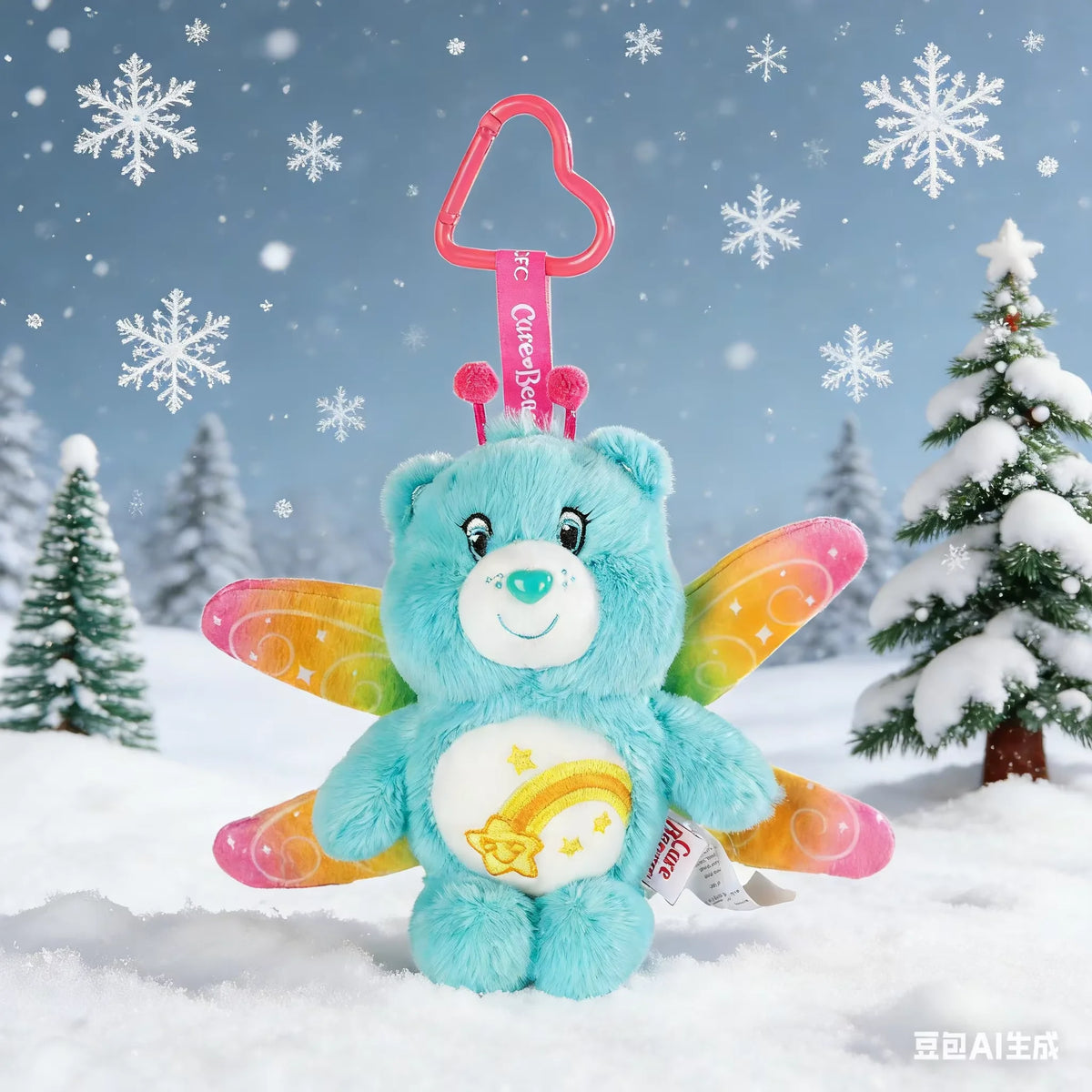 Care Bears Rabbit Hat Plush Keychain Rainbow Bear Bag Charm Gift