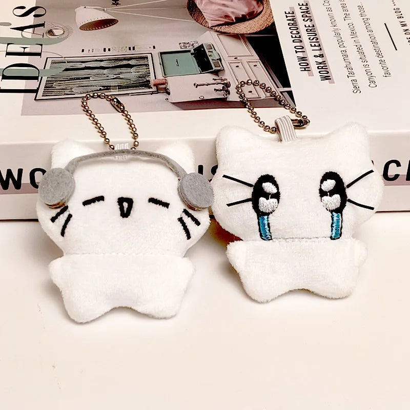 Cute Kitten Plush Keychain Cartoon Bag Charm for Girls and Kids