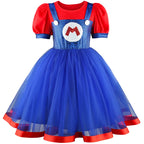 Cartoon Superbro Children Perform Outfit girls puff Dress Halloween Birthday Party Cosplay Stage performance movie cosplay Princ