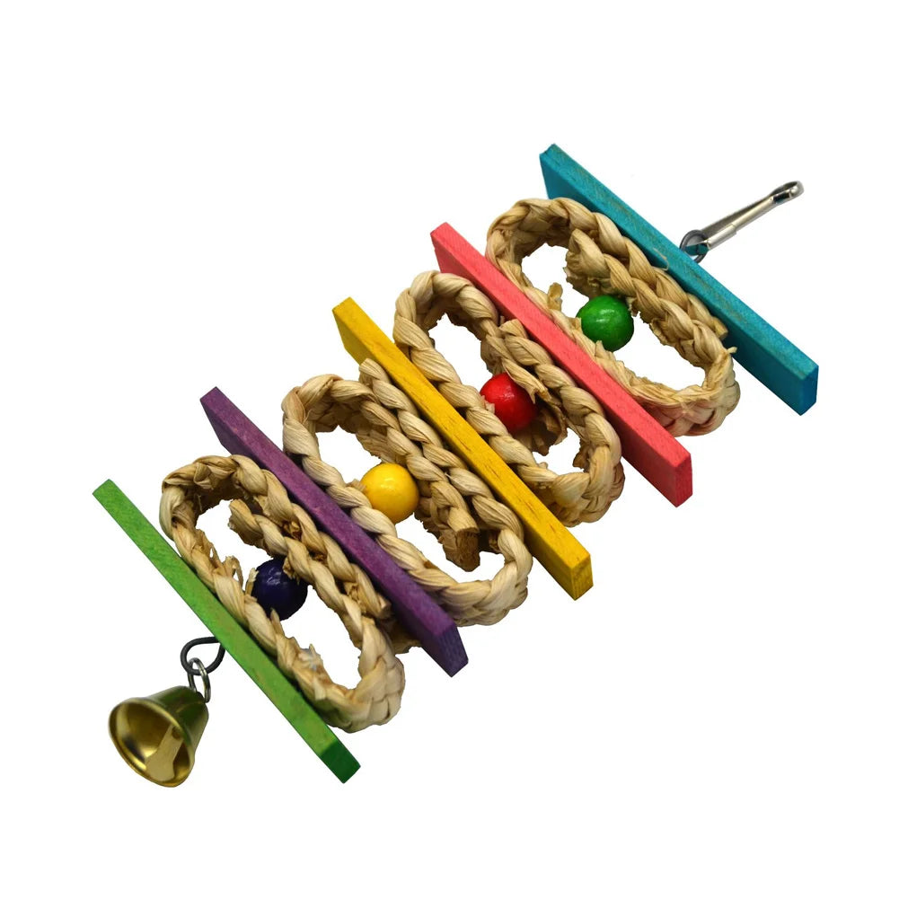 Natural Wood Rope Bird Climbing Toy for Parrots and Small Birds