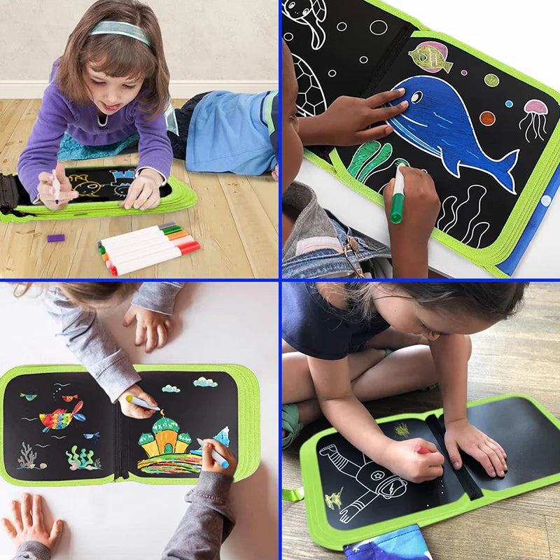 Erasable Reusable Doodle Book Drawing Pad with 12 Watercolor Pens