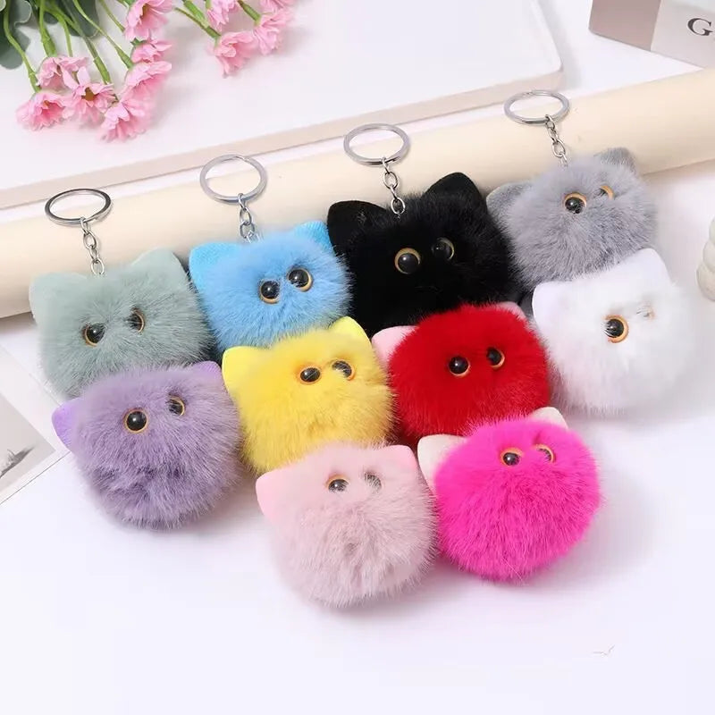 Blush Cat Ball Plush Keychain Cute Cat Bag Charm