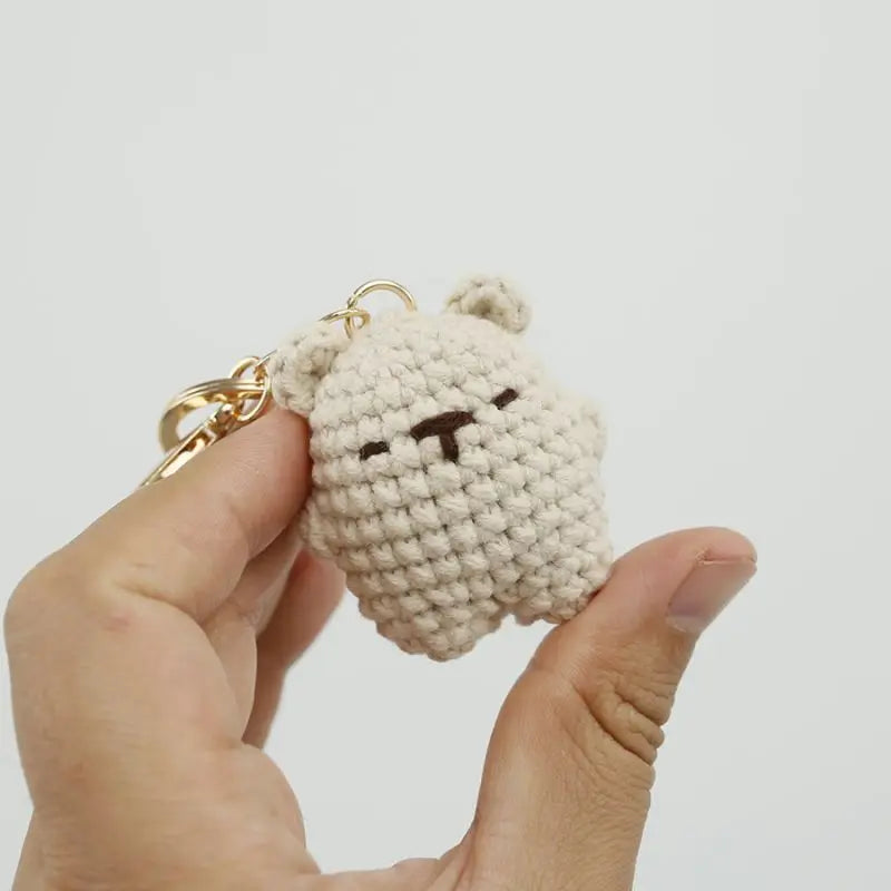 Cute Bear Couple Crochet Keychain Matching Animal Charm