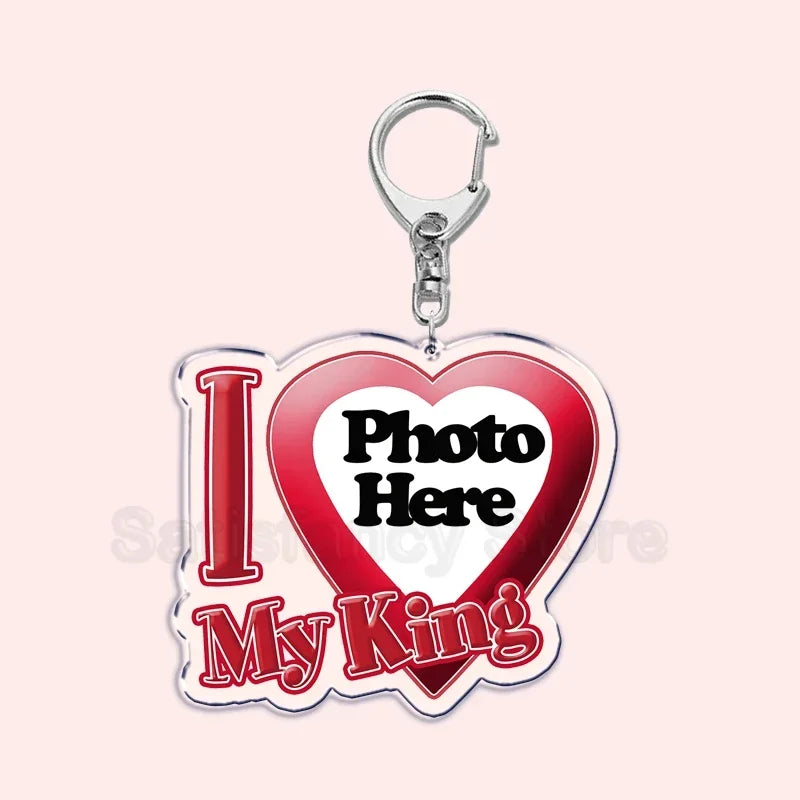 Custom Text I Love My Boyfriend Girlfriend Keychains Key Chain Photo Wife Hot Mom Dad King Queen Idol Baby Family Keychains Gift