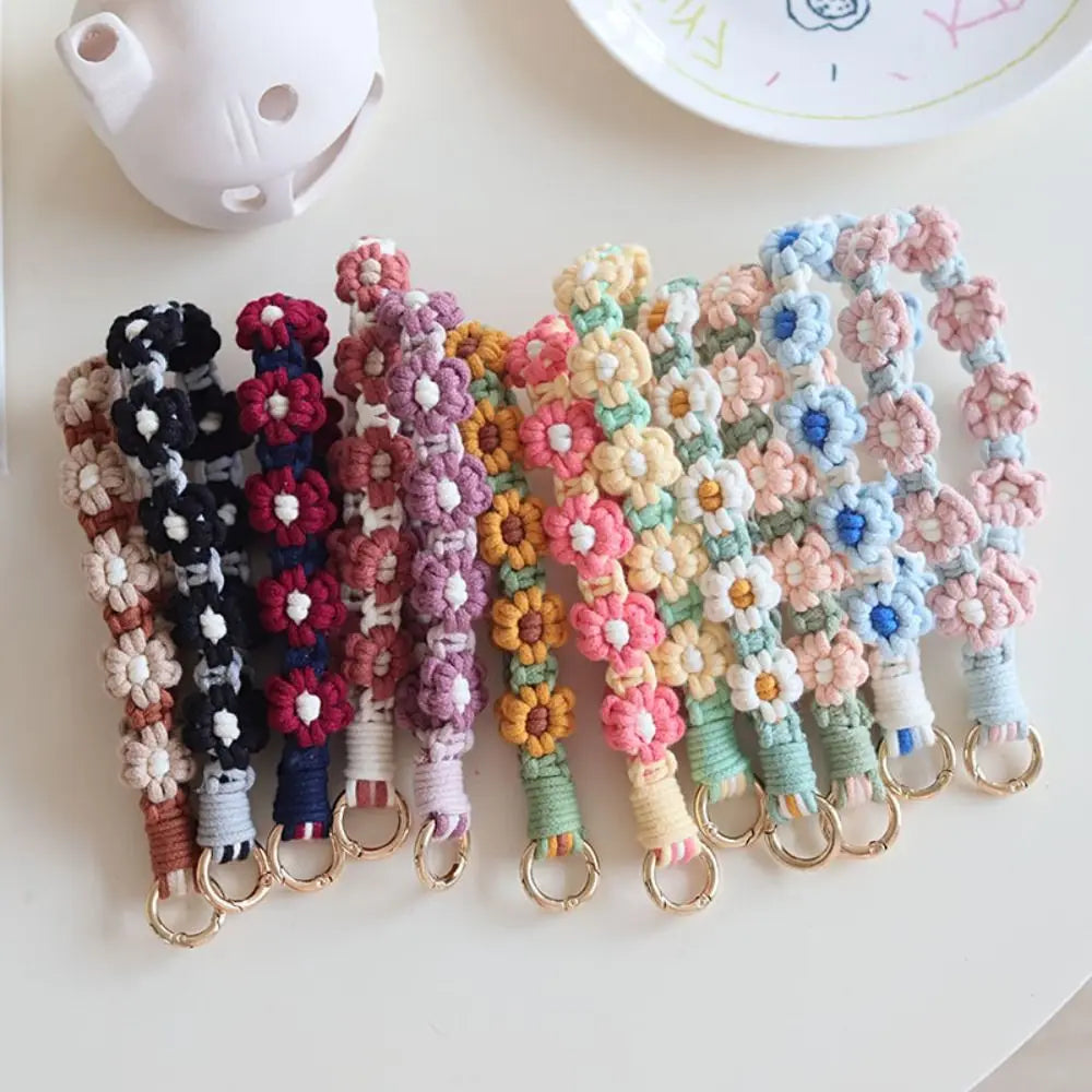 Korean Style Boho Macrame Phone Wristlet Keychain Strap