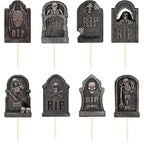 Multi pcs Halloween Cupcake Toppers Cake Decorations Tombstones Graveyard Cupcake Toppers With Novelty Mini Shovel Spoons