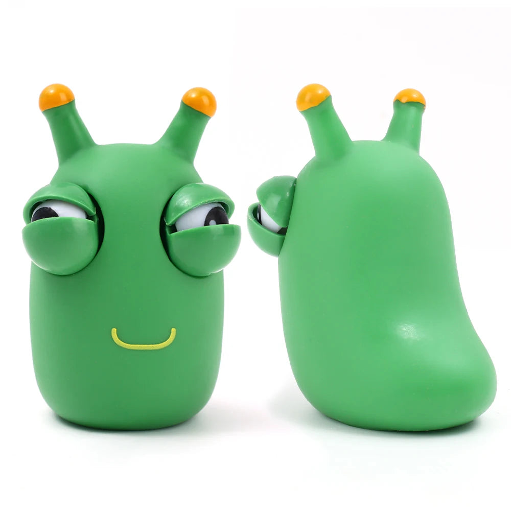 1/3 PCS Novelty Green Worm Squeeze Toys Eye Fidget Sensory Stress Relief Toys for Kids & Adults Birthday Gifts