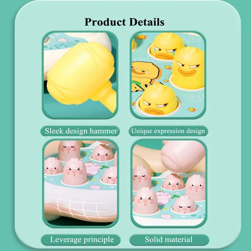 Montessori Duck Frog Pig Hammer Puzzle Toy for Toddlers