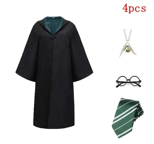 Harri Potters Adult&Children Cosplay Costume Gryffindors Shirt Gown Cloak Tie Scarf Wand Slytherin Skirt Halloween Hermione Gift