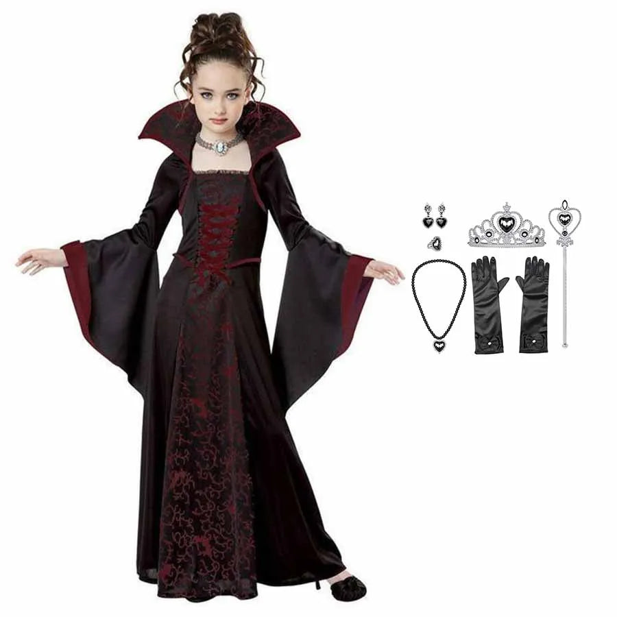 Girls Vampire Costume Gothic Tutu Dress – Halloween Fantasy Outfit