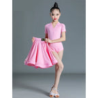 Children's Latin Dance Dress Girls' Dance Dress Girls' Long Sleeve Split Latin Dance Dress Performance Clothing Two Piece Set