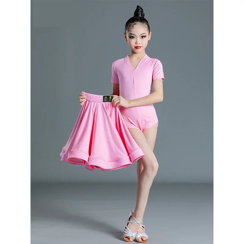 Children's Latin Dance Dress Girls' Dance Dress Girls' Long Sleeve Split Latin Dance Dress Performance Clothing Two Piece Set