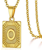 Initial Pendant Necklace for Women Simple Stainless Steel Cuba Link Charm Letter Square Necklace Men Jewelry Couple Gift