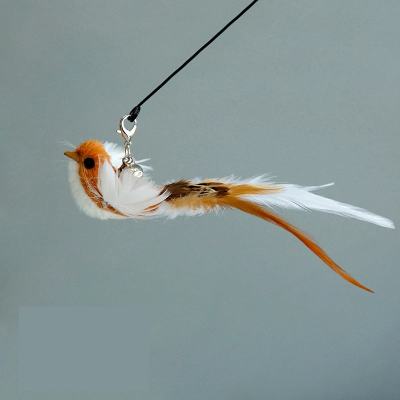 Interactive Bird Feather Cat Wand Toy for Indoor Hunting Play
