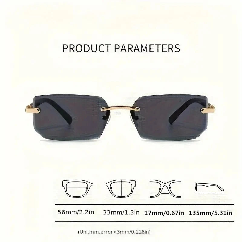 Rimless Rectangle UV400 Fashion Sunglasses for Men & Women