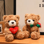 15/25CM Kawaii Cartoon Anime Love Rose Hat Bear Stuffed Animal Plush Toy Children's Couple Bear Handmade Doll Festival Gift