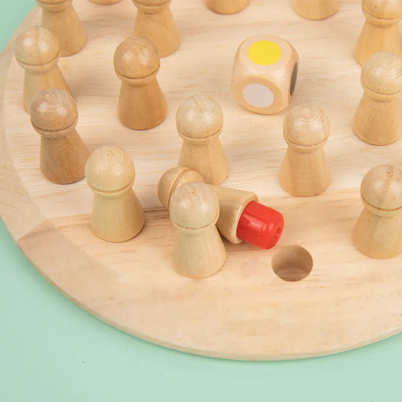 Wooden Memory Match Chess Board Montessori Educational Game for Kids
