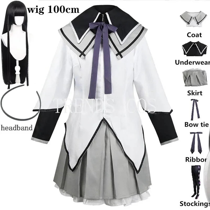 Akemi Homura Anime Cosplay Costume – Fighting Uniform Outfit