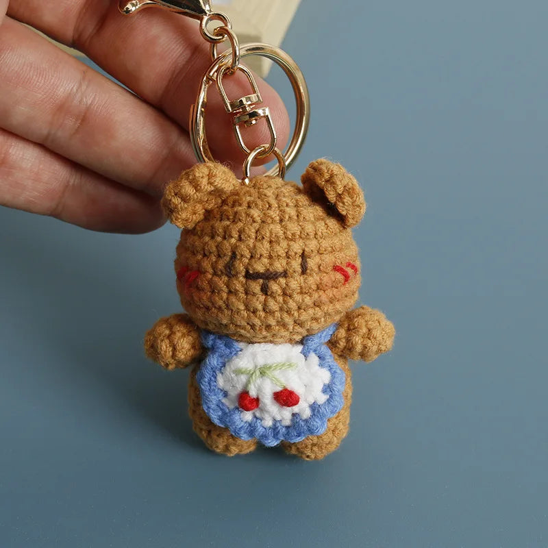 Cute Bear Couple Crochet Keychain Matching Animal Charm